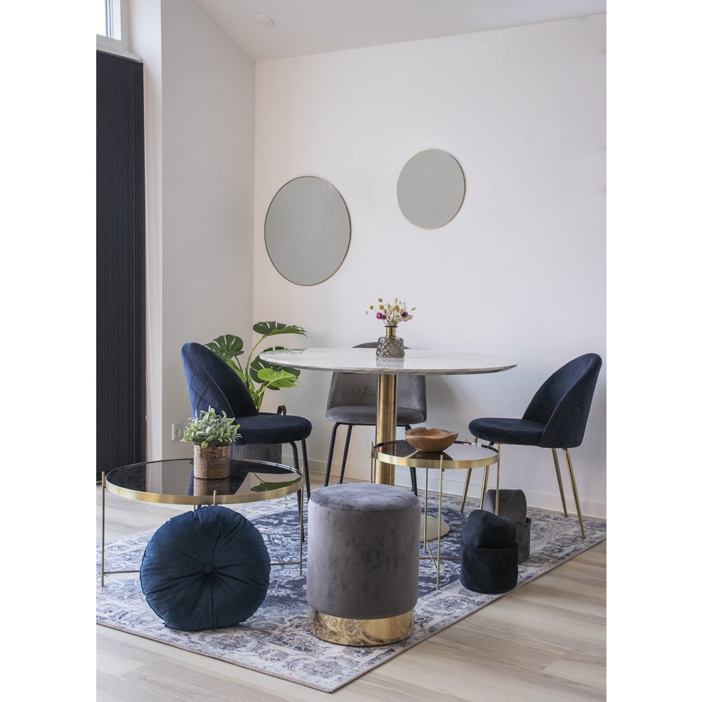 House Nordic ApS - Geneve eetkamerstoel - Fluweel, staal, blauw - Set van 2 - Deco Delights
