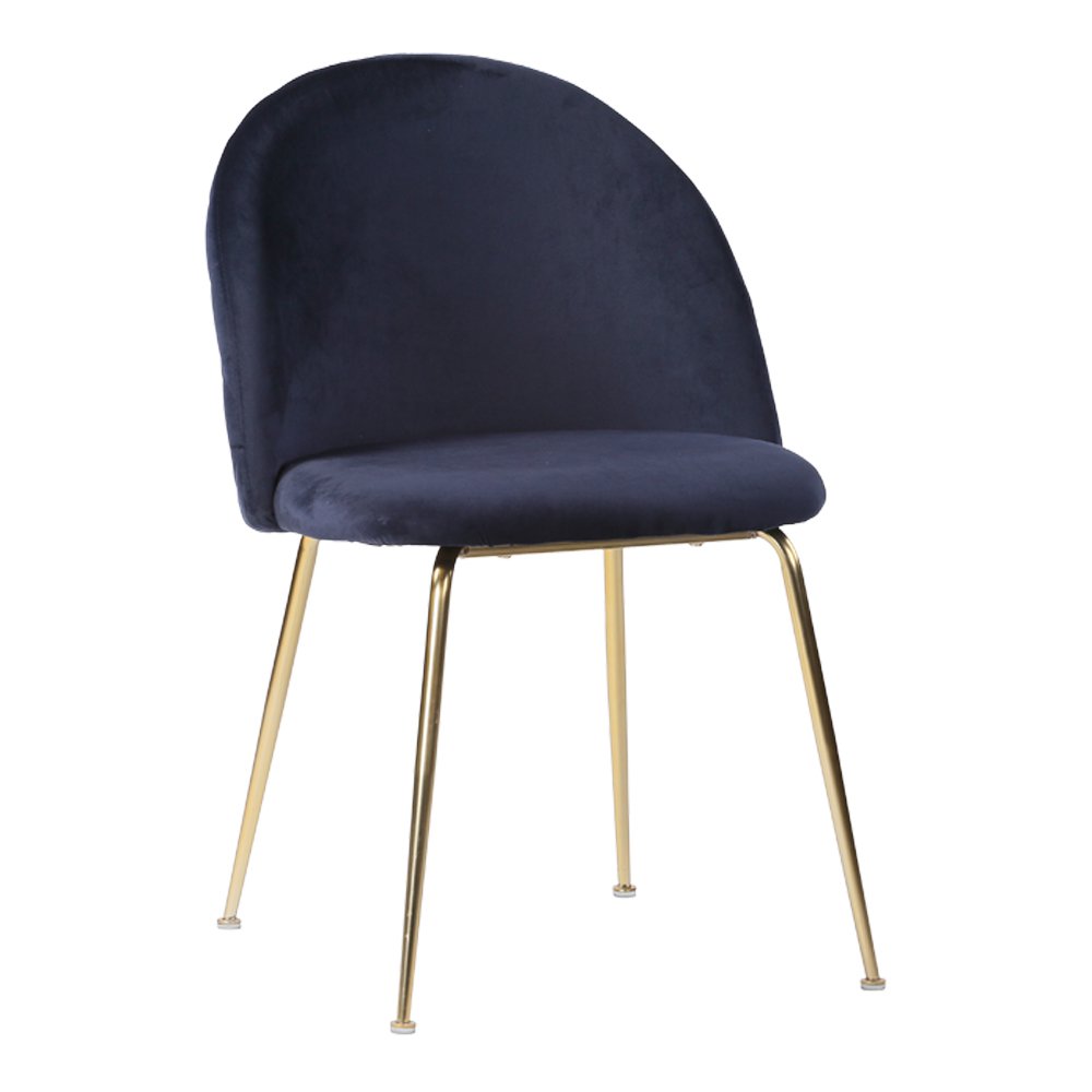 House Nordic ApS - Geneve eetkamerstoel - Fluweel, staal, blauw - Set van 2 - Deco Delights