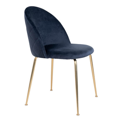 House Nordic ApS - Geneve eetkamerstoel - Fluweel, staal, blauw - Set van 2 - Deco Delights