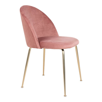 House Nordic ApS - Geneve eetkamerstoel - Fluweel, staal, roze - Set van 2 - Deco Delights
