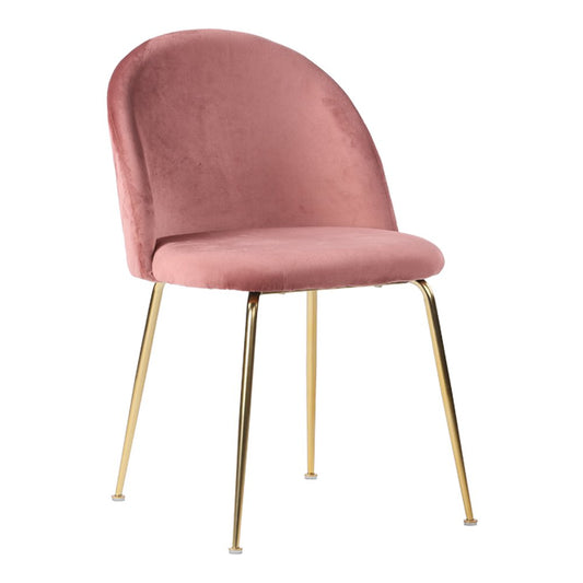 House Nordic ApS - Geneve eetkamerstoel - Fluweel, staal, roze - Set van 2 - Deco Delights