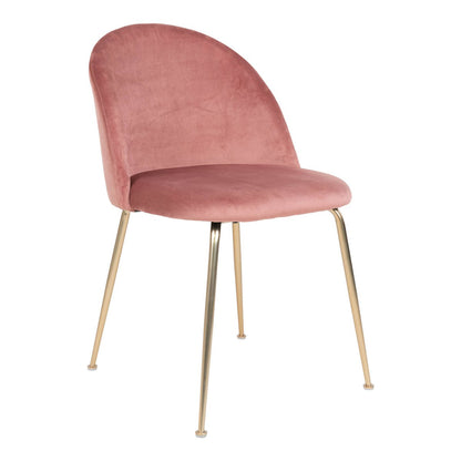 House Nordic ApS - Geneve eetkamerstoel - Fluweel, staal, roze - Set van 2 - Deco Delights