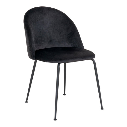 House Nordic ApS - Geneve Eetkamerstoel - Fluweel, Staal, Zwart - Set van 2 - Deco Delights