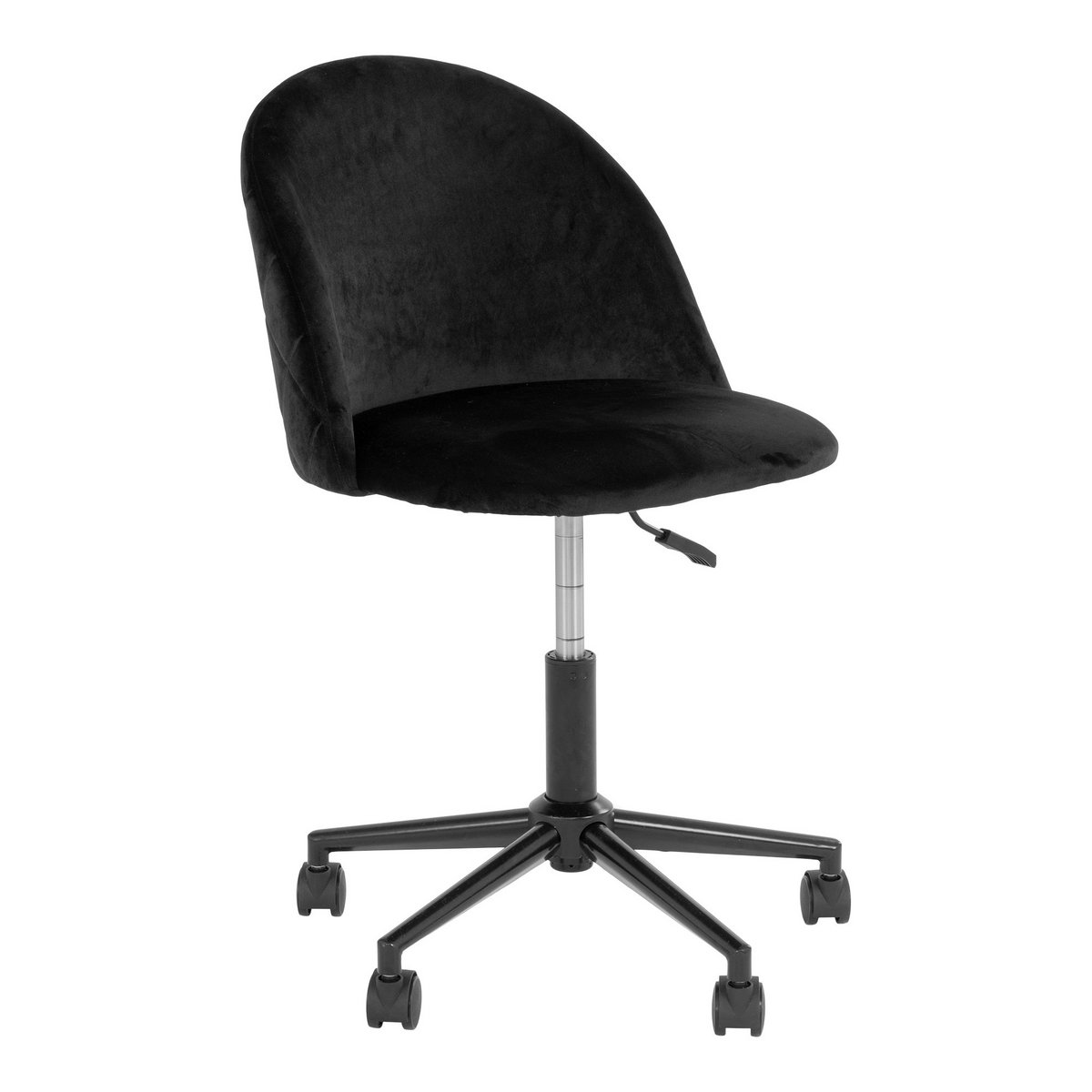 House Nordic ApS - Geneve Office Chair - Bureaustoel in fluweel, zwart met zwarte poten, HN1207 - Deco Delights