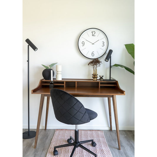 House Nordic ApS - Geneve Office Chair - Bureaustoel in fluweel, zwart met zwarte poten, HN1207 - Deco Delights