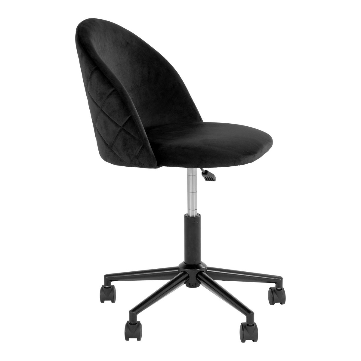 House Nordic ApS - Geneve Office Chair - Bureaustoel in fluweel, zwart met zwarte poten, HN1207 - Deco Delights