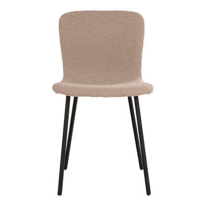 House Nordic ApS - Halden Dining Chair - Eetkamerstoel in bouclé, beige met zwarte poten - Set van 2 - Deco Delights