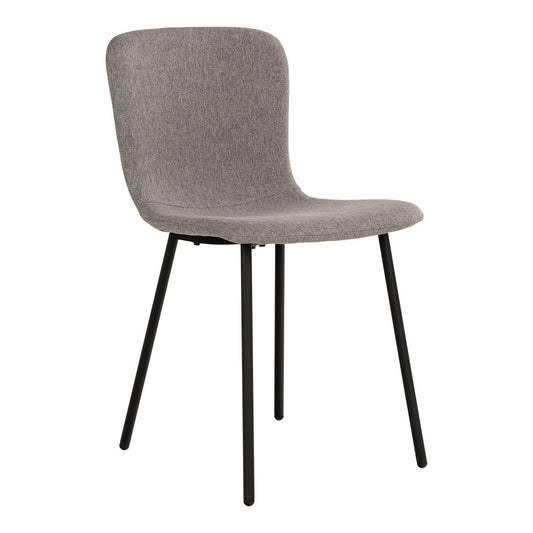 House Nordic ApS - Halden Dining Chair - Eetkamerstoel, lichtgrijs met zwarte poten - set van 2 - Deco Delights
