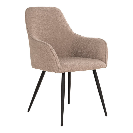 House Nordic ApS - Harbo Dining Chair - Eetkamerstoel in bouclé, beige met zwarte poten, HN1233 - Set van 2 - Deco Delights