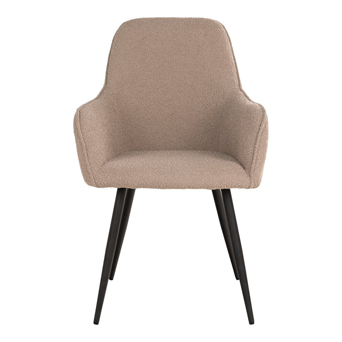 House Nordic ApS - Harbo Dining Chair - Eetkamerstoel in bouclé, beige met zwarte poten, HN1233 - Set van 2 - Deco Delights