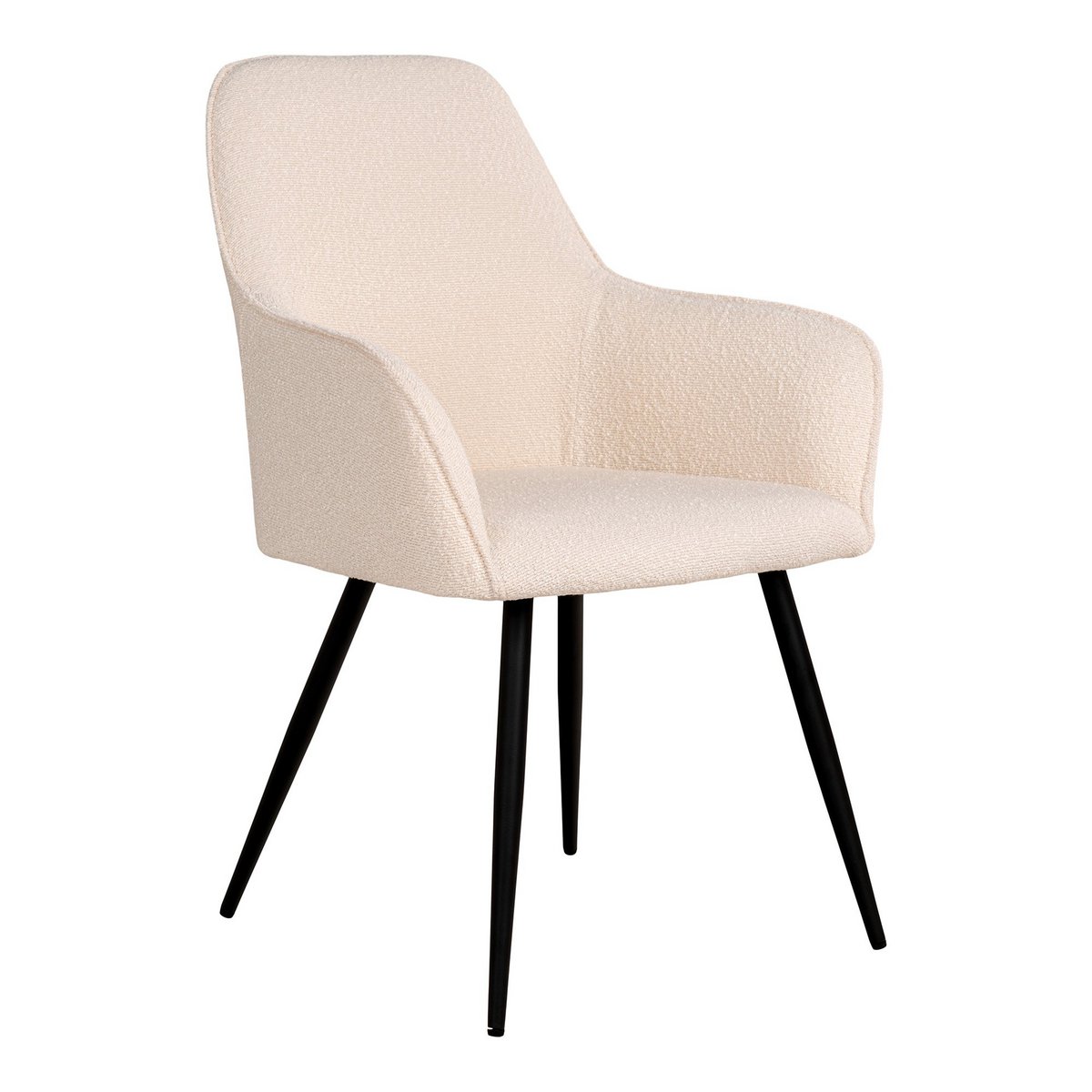 House Nordic ApS - Harbo Dining Chair - Eetkamerstoel in bouclé, wit met zwarte poten - set van 2 - Deco Delights