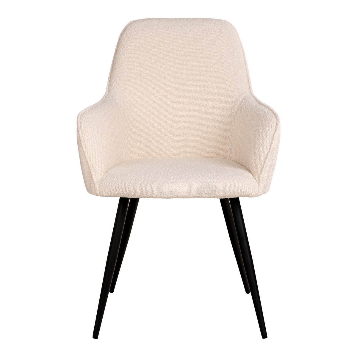 House Nordic ApS - Harbo Dining Chair - Eetkamerstoel in bouclé, wit met zwarte poten - set van 2 - Deco Delights