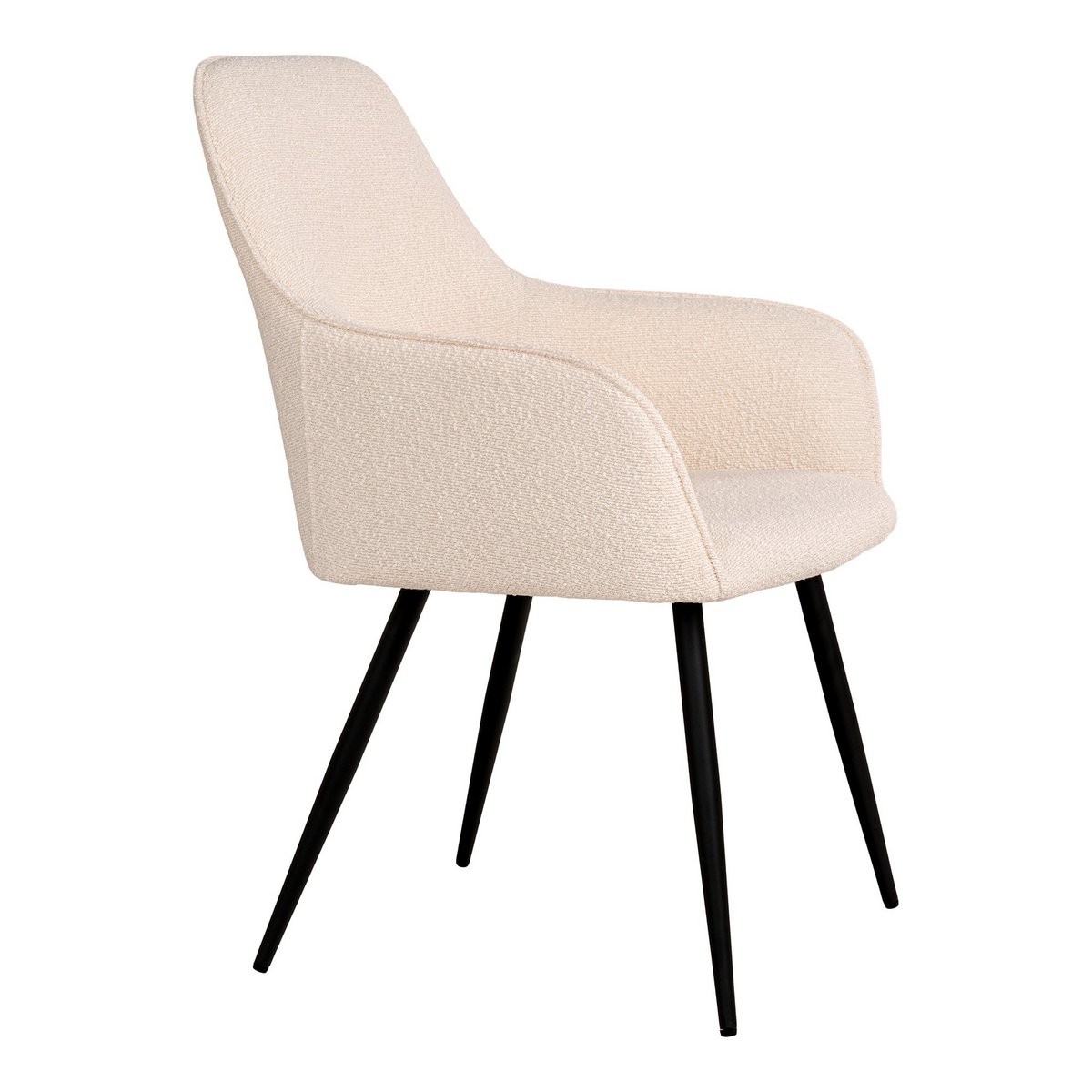 House Nordic ApS - Harbo Dining Chair - Eetkamerstoel in bouclé, wit met zwarte poten - set van 2 - Deco Delights