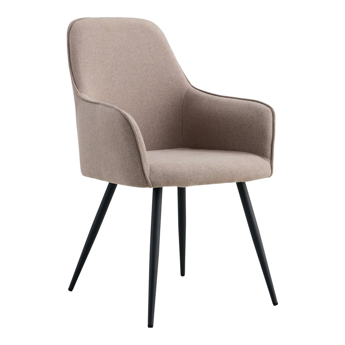 House Nordic ApS - Harbo Dining Chair - Eetkamerstoel, steen met zwarte poten, HN1231 - Set van 2 - Deco Delights