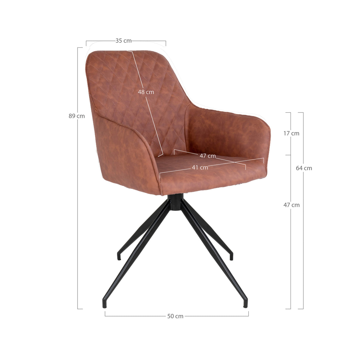 House Nordic ApS - Harbo Draaibare Eetkamerstoel Bruin - Deco Delights Eetkamerstoel