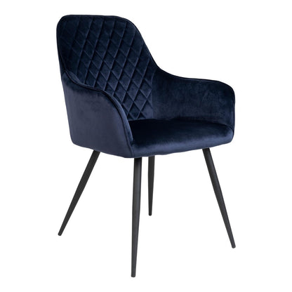 House Nordic ApS - Harbo Eetkamerstoel - Blauw, Fluweel, Zwarte metalen poten - Set van 2 - Deco Delights
