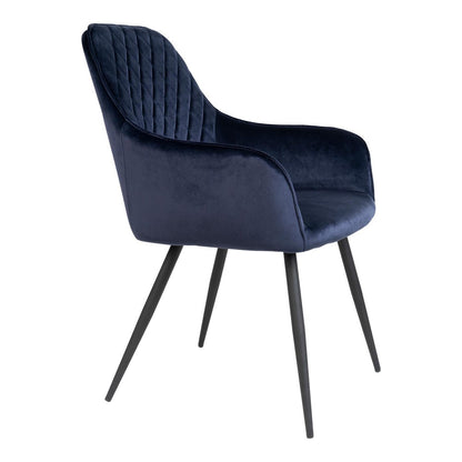 House Nordic ApS - Harbo Eetkamerstoel - Blauw, Fluweel, Zwarte metalen poten - Set van 2 - Deco Delights