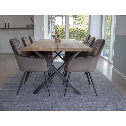 House Nordic ApS - Harbo Eetkamerstoel - Fluweel, Staal, Lichtbruin - Set van 2 - Deco Delights