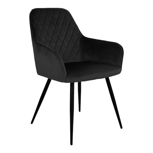 House Nordic ApS - Harbo Eetkamerstoel - Fluweel, Staal, Zwart - Set van 2 - Deco Delights