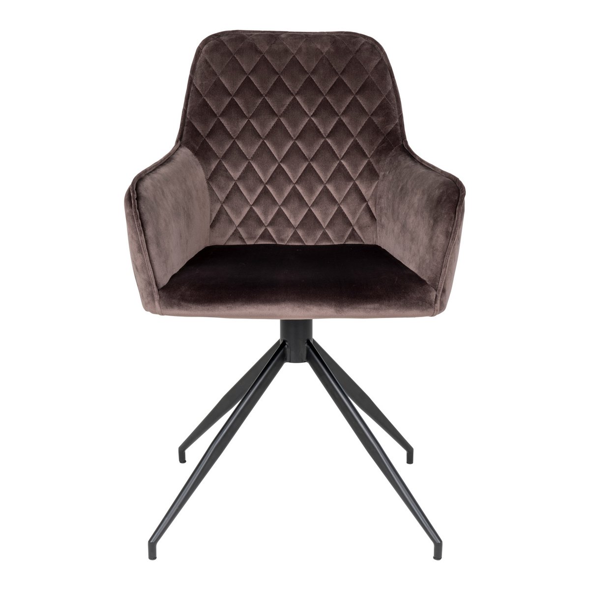 House Nordic ApS - Harbo Eetkamerstoel met Draaiknop - Lichtbruin, Fluweel, Zwarte metalen poten - Deco Delights