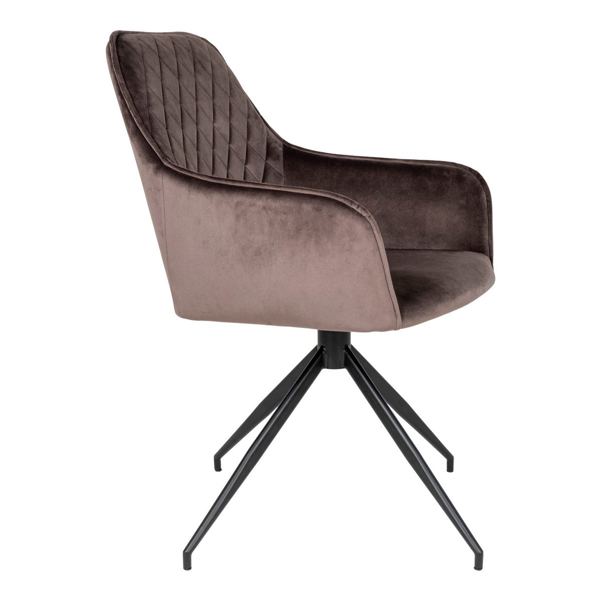 House Nordic ApS - Harbo Eetkamerstoel met Draaiknop - Lichtbruin, Fluweel, Zwarte metalen poten - Deco Delights