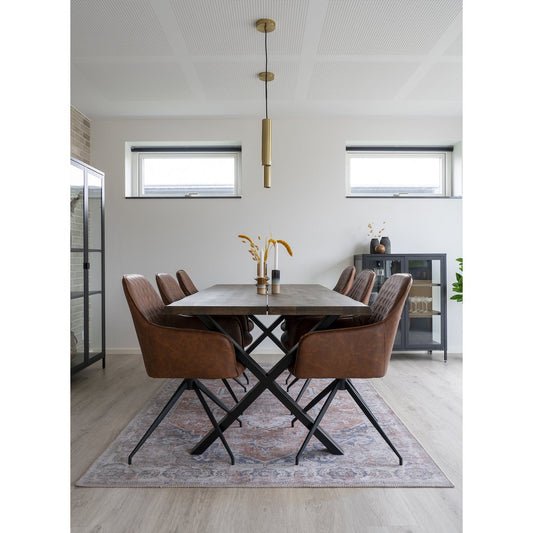 House Nordic ApS - Harbo Eetkamerstoel met Draaiknop - Staal, PU, Multiplex, Bruin - Deco Delights