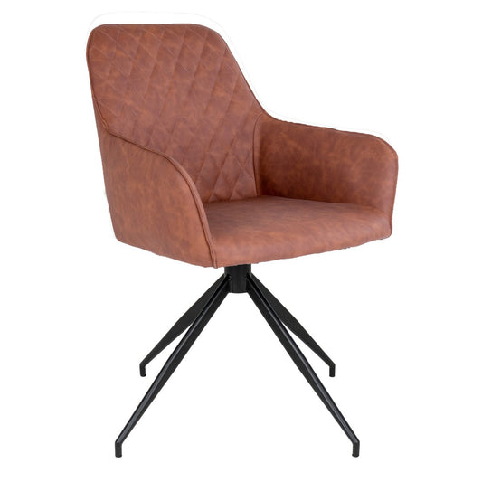 House Nordic ApS - Harbo Eetkamerstoel met Draaiknop - Staal, PU, Multiplex, Bruin - Deco Delights