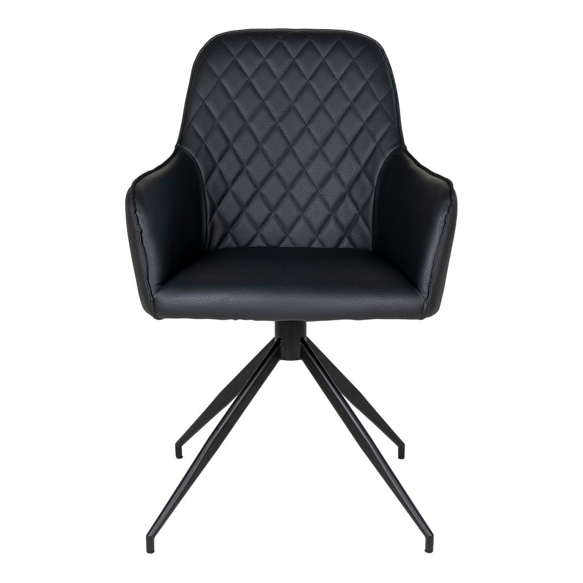 House Nordic ApS - Harbo eetkamerstoel met draaiknop - Zwart, PU-leer, zwarte metalen poten - Deco Delights