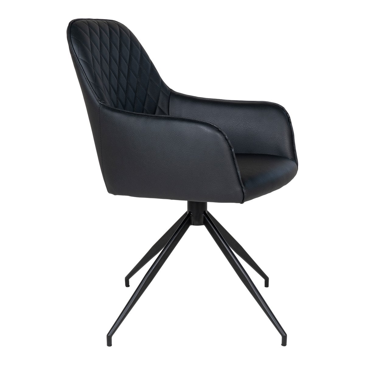 House Nordic ApS - Harbo eetkamerstoel met draaiknop - Zwart, PU-leer, zwarte metalen poten - Deco Delights