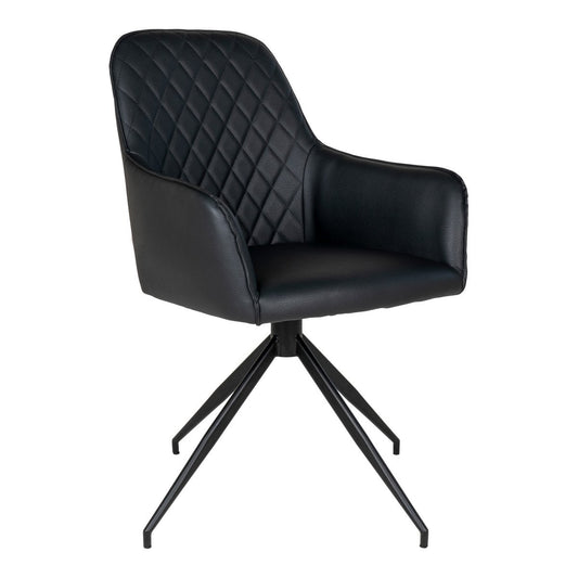 House Nordic ApS - Harbo eetkamerstoel met draaiknop - Zwart, PU-leer, zwarte metalen poten - Deco Delights