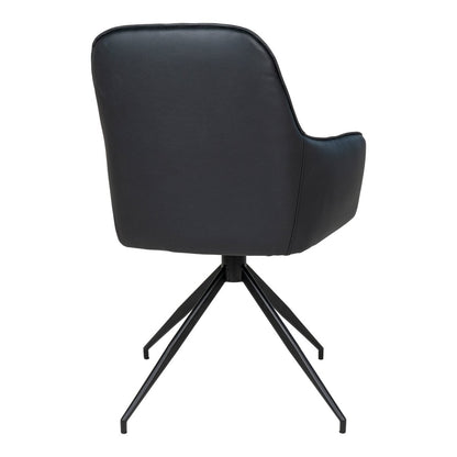 House Nordic ApS - Harbo eetkamerstoel met draaiknop - Zwart, PU-leer, zwarte metalen poten - Deco Delights