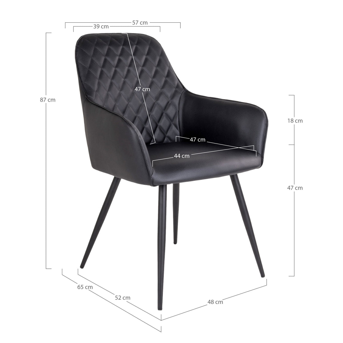 House Nordic ApS - Harbo Eetkamerstoel PU Leer Zwart - Deco Delights Eetkamerstoel