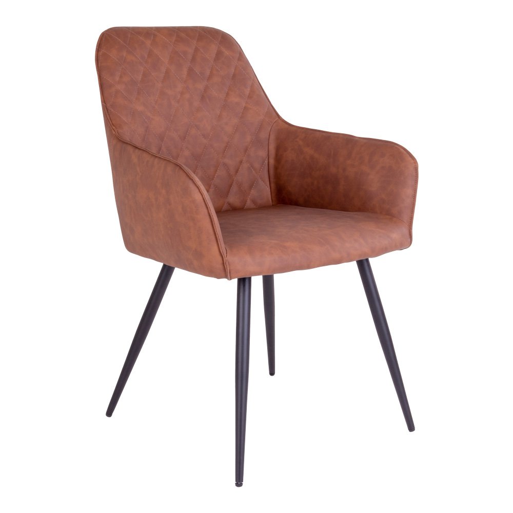 House Nordic ApS - Harbo Eetkamerstoel - PU, Staal, Bruin - Set van 2 - Deco Delights