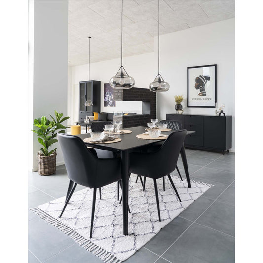 House Nordic ApS - Harbo Eetkamerstoel - PU, Staal, Zwart - Set van 2 - Deco Delights