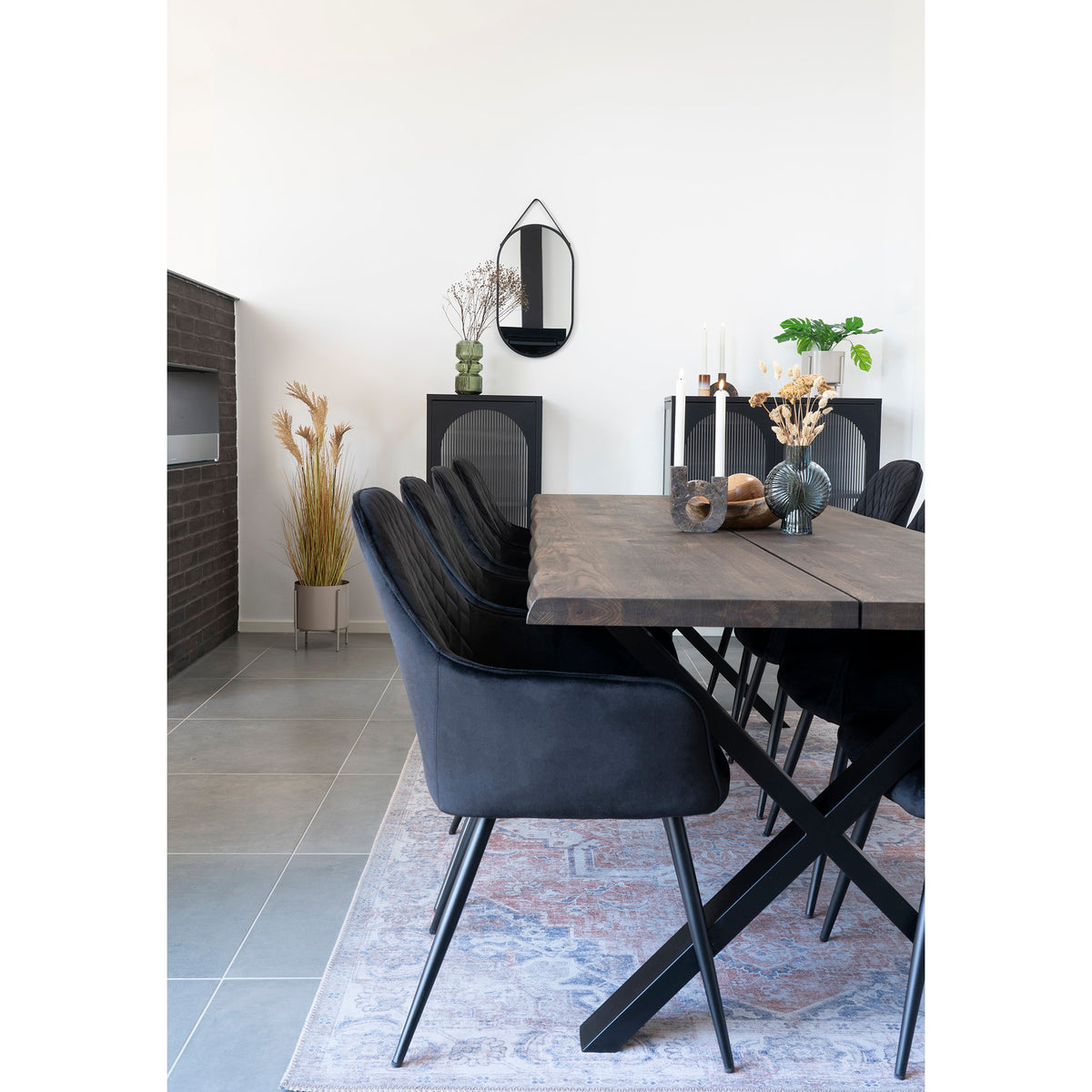 House Nordic ApS - Harbo Eetkamerstoel Velours Zwart - Deco Delights Eetkamerstoel