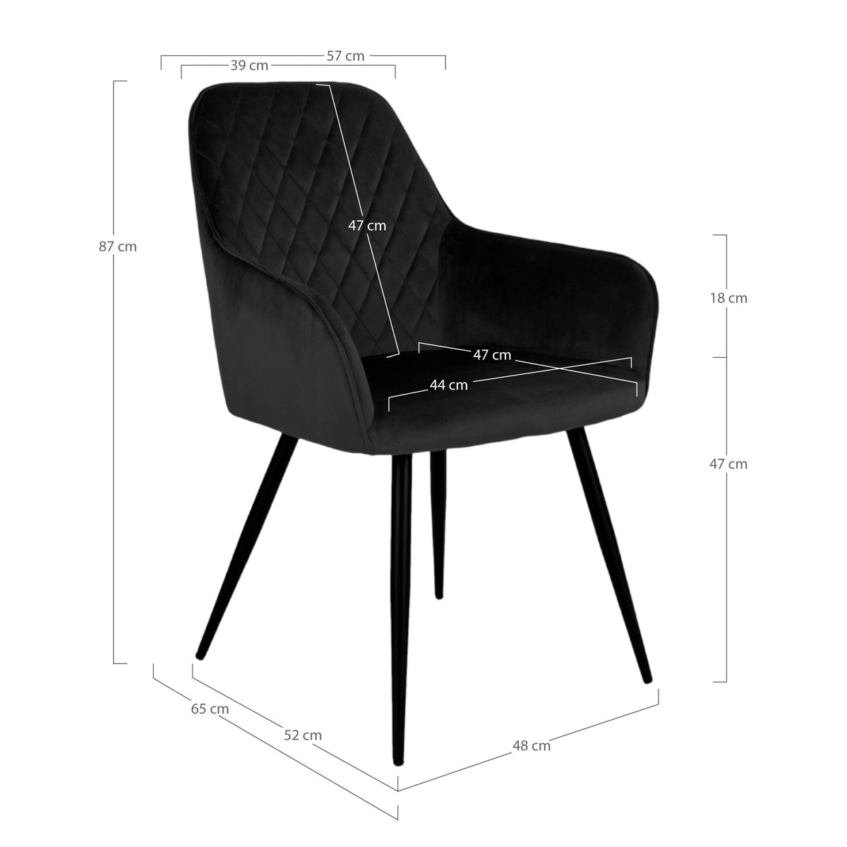 House Nordic ApS - Harbo Eetkamerstoel Velours Zwart - Deco Delights Eetkamerstoel