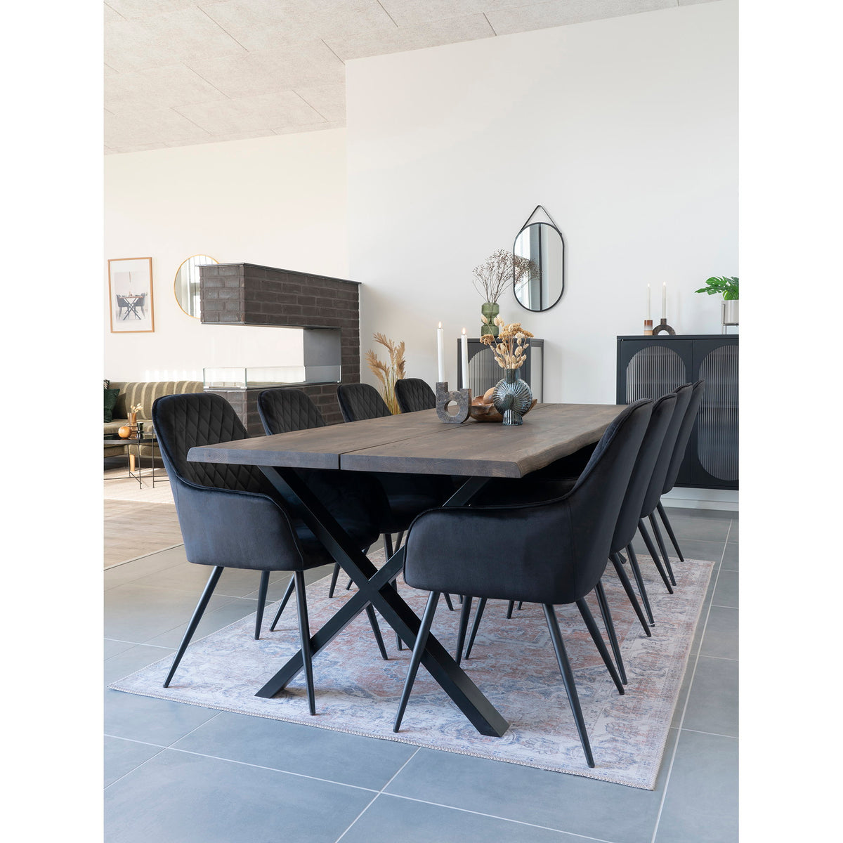 House Nordic ApS - Harbo Eetkamerstoel Velours Zwart - Deco Delights Eetkamerstoel