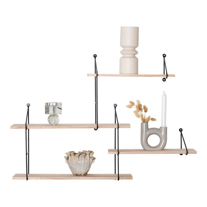 House Nordic ApS - Harlem Plank - Staal, Paulownia, Zwart/Natuurlijk - 99x17.5x62 cm - Deco Delights