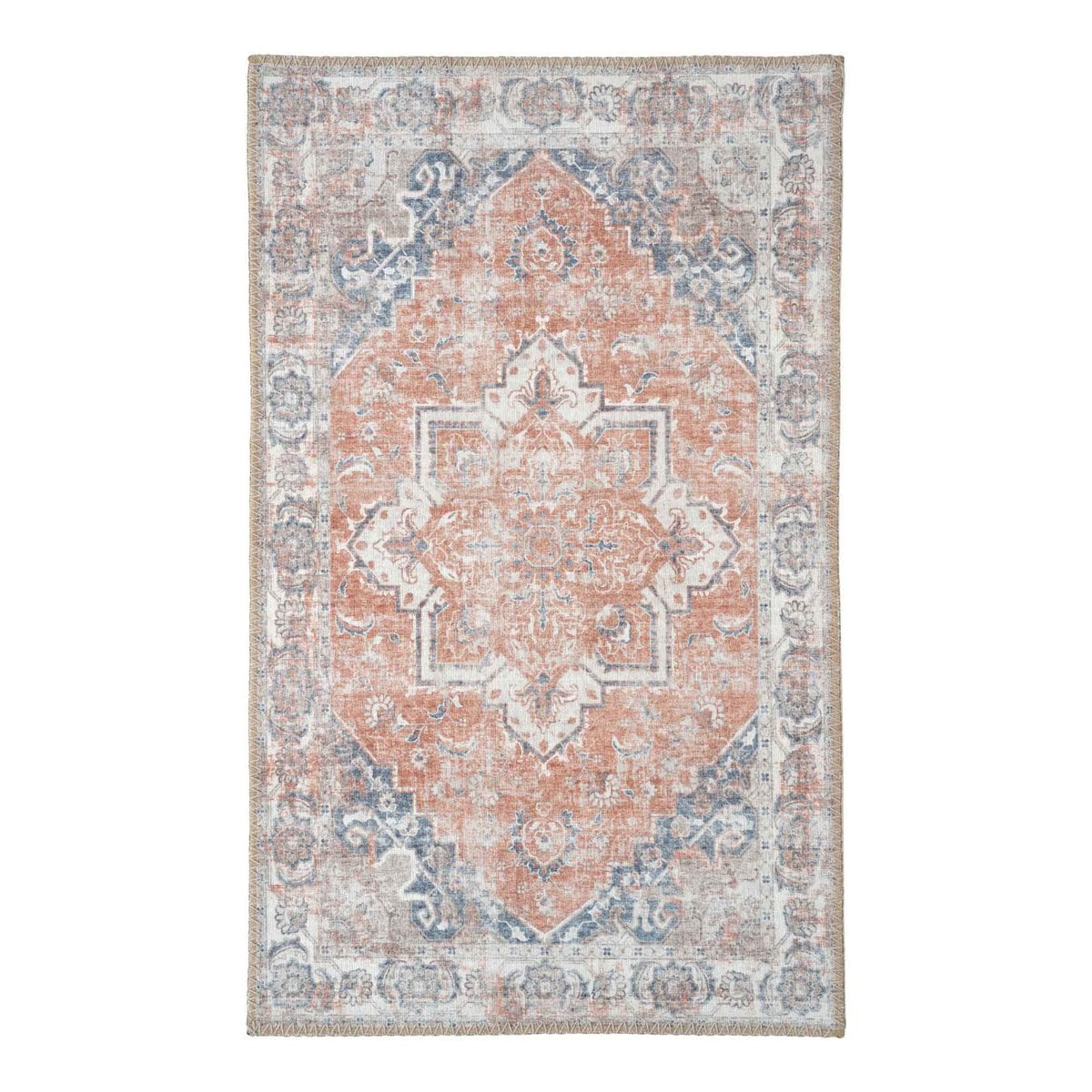 House Nordic ApS - Havana Deurmat - Blauw/Oranje, Chenille Polyester, 50x80cm - Deco Delights