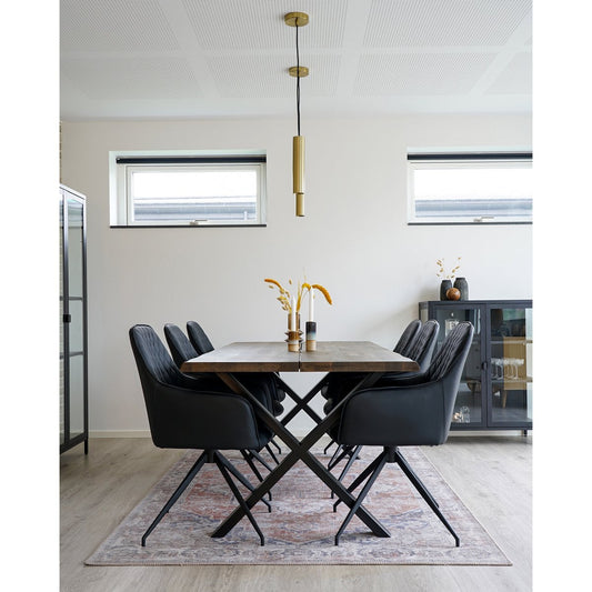 House Nordic ApS - Havana Vloerkleed - Chenille Polyester, Blauw/Oranje - 160x230 cm - Deco Delights