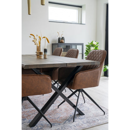 House Nordic ApS - Havana Vloerkleed - Chenille Polyester, Blauw/Oranje - 160x230 cm - Deco Delights