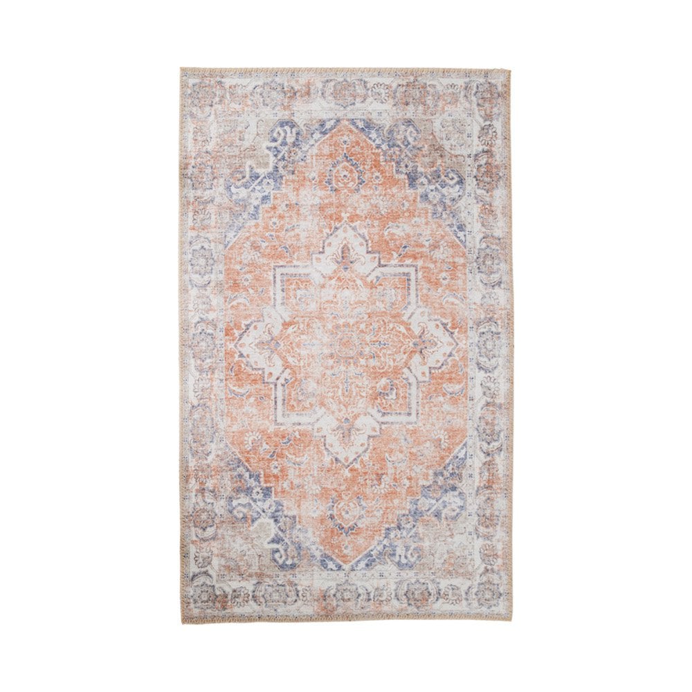House Nordic ApS - Havana Vloerkleed - Chenille Polyester, Blauw/Oranje - 160x230 cm - Deco Delights