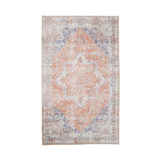 House Nordic ApS - Havana Vloerkleed - Chenille Polyester, Blauw/Oranje - 160x230 cm - Deco Delights