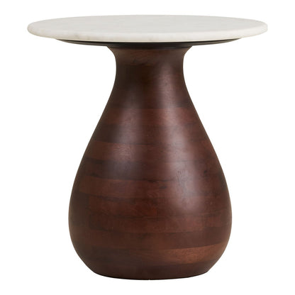 House Nordic ApS - Heide Bijzettafel, mangohout/marmer, donkerbruin/wit, ø40x41 cm - Deco Delights