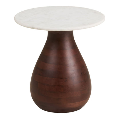 House Nordic ApS - Heide Bijzettafel, mangohout/marmer, donkerbruin/wit, ø40x41 cm - Deco Delights