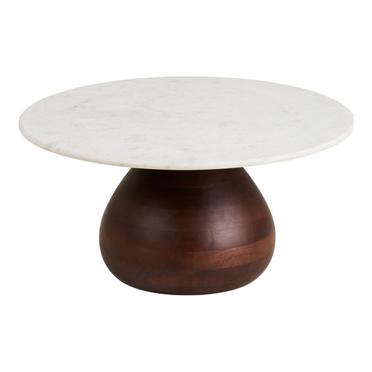 House Nordic ApS - Heide Salontafel, mangohout/marmer, donkerbruin/wit, ø70x35 cm - Deco Delights