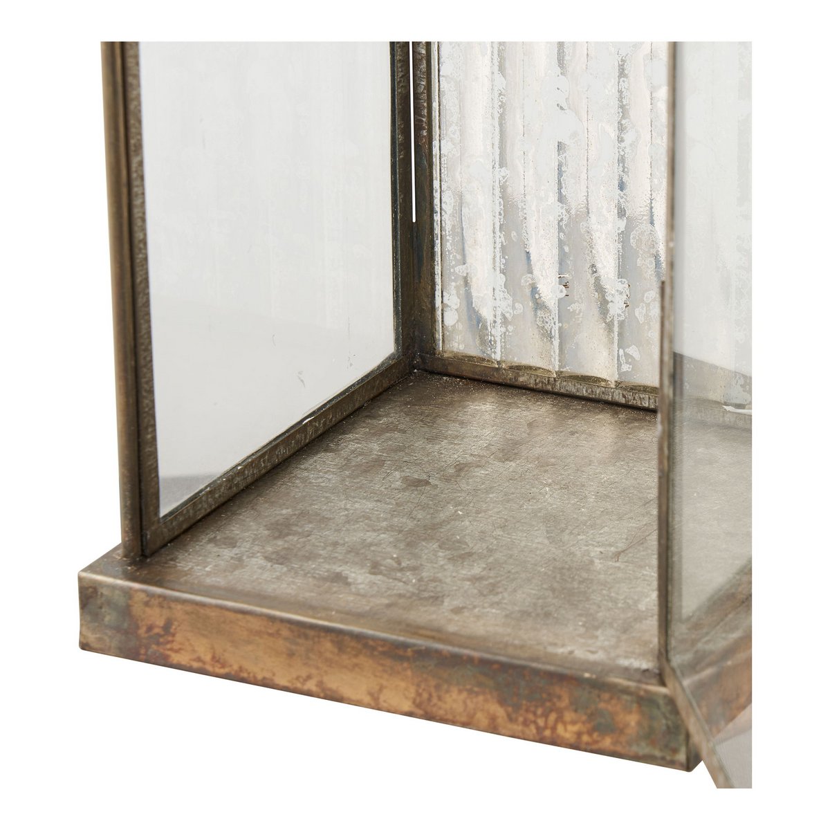 House Nordic ApS - Herslev Lantaarn, glas/metaal, antiek messing look, 12x12x49 cm - Deco Delights