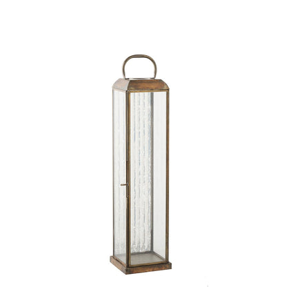 House Nordic ApS - Herslev Lantaarn, glas/metaal, antiek messing look, 12x12x49 cm - Deco Delights