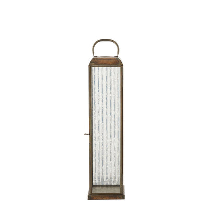 House Nordic ApS - Herslev Lantaarn, glas/metaal, antiek messing look, 12x12x49 cm - Deco Delights