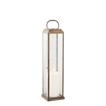 House Nordic ApS - Herslev Lantaarn, glas/metaal, antiek messing look, 12x12x49 cm - Deco Delights